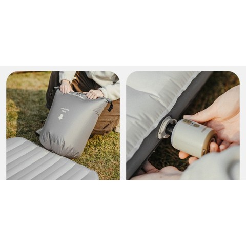 Матрац туристичний надувний одномісний Naturehike CNK2450WS034, 198х68х9.5 см, коричневий, для кемпінгу із мішком для надування