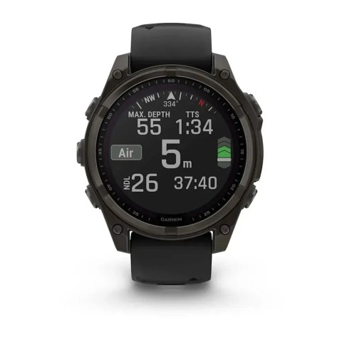 Смарт-годинник Garmin fenix 8 (47 мм) Sapphire Solar карбоново-сірий DLC титан чорний/гравійно-сірий