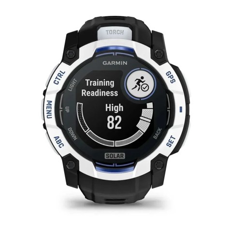 Смарт-годинник Garmin Instinct 3 (50 мм) Solar білий камінь/чорний/синя блискавка