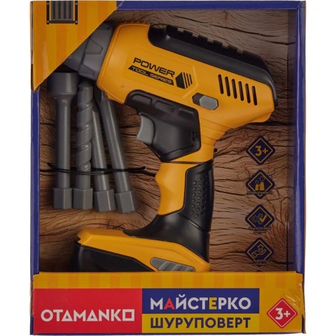 Іграшковий інструмент OTAMANKO шуруповерт на батарейках желтый