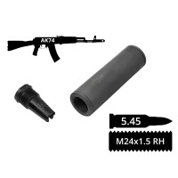 2в1 пламегасник+глушник AFTactical S44AFC30 Compact, 5.45мм, 24x1.5 Rh, АК74 | АКС74У