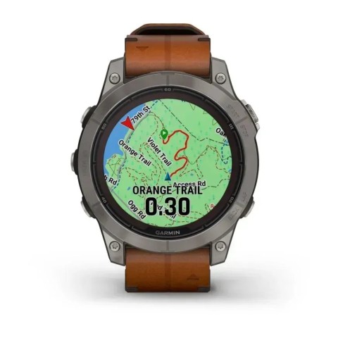 Смарт-годинник Garmin fenix 7 Pro Sapphire Solar Edition титановий з каштановим шкіряним ремінцем