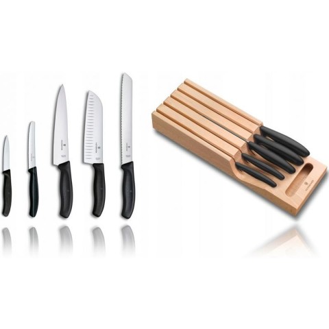 Набір кухонний Victorinox SwissClassic In-Drawer 5шт з чорн. ручкою з підставкою (5 ножів)