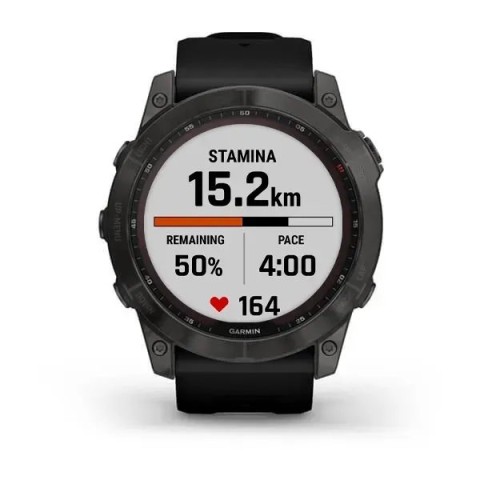 Смарт-годинник Garmin fenix 7X Sapphire Solar карбоново-сірий титановий DLC з чорним ремінцем