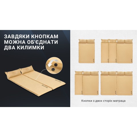 Килимок самонадувний одномісний з подушкою Naturehike CNH22DZ012, 30мм, жовтий