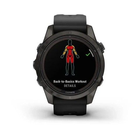 Смарт-часы Garmin fenix 7S Pro Sapphire Solar Edition карбоново-серые титановые DLC с черным ремешком