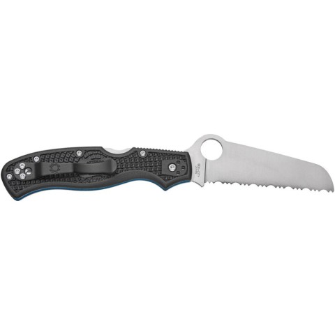 Ніж Spyderco Rescue 3, Thin Blue Line, серрейтор black