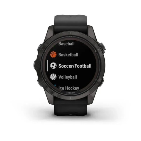 Смарт-часы Garmin fenix 7S Pro Sapphire Solar Edition карбоново-серые титановые DLC с черным ремешком