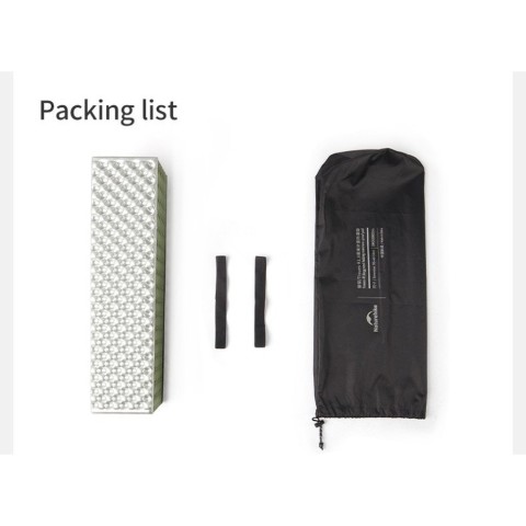 Килимок туристичний складаний одномісний IXPE Naturehike CNK2450WS044 з алюмінієвою плівкою, 195x60x1.8 см, оливковий