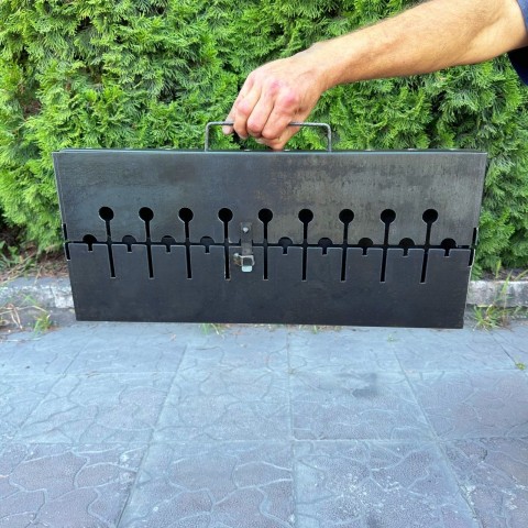 Переносний дворівневий Мангал-валіза на 10 шампурів 3мм