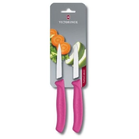 Кухонний ніж Victorinox SwissClassic Paring лезо 8см з рож. ручкою 2шт (блістер)