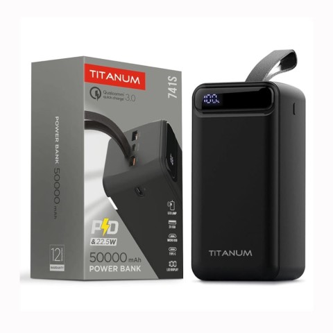 Повербанк Titanum 741S 50000mAh чорний