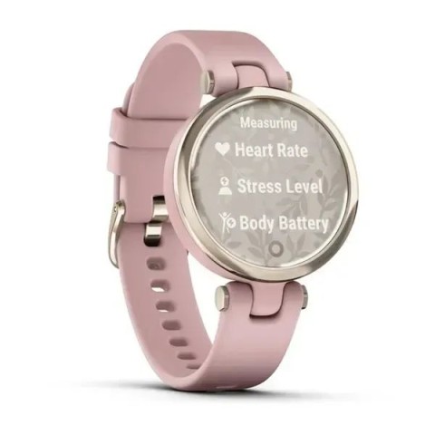 Смарт-годинник Garmin Lily Sport з кремово-золотистим безелем, рожевим корпусом та силіконовим ремінцем