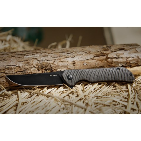 Ніж складаний туристичний Ruike P122-MB, (9.2 см) 14C28N / мікарта коричневий