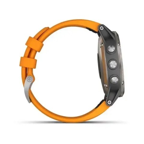 Смарт-годинник Garmin fenix 5 Plus Sapphire титановий з помаранчевим ремінцем