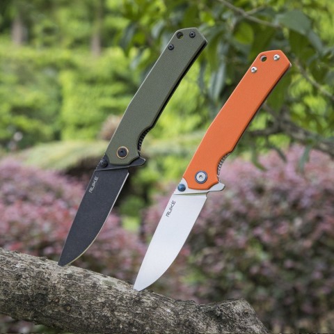 Ніж складаний туристичний Ruike P801-J, (8.6 см) 14C28N /  G10 помаранчевий
