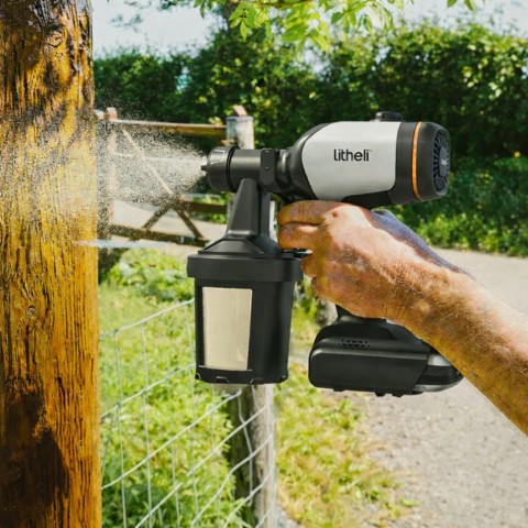 Акумуляторний фарборозпилювач безщітковий Litheli, живлення від павербанку (УМБ Litheli Power Bank 20000 mAh, 45 W, 4А в комплекті)