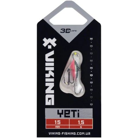 Балансир Viking Fishing Yeti Ice Jig 15mm 1.5g #22 Kingfisher Pink