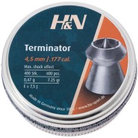 Пули пневматические H&N Terminator. Кал. 4.5 мм. Вес - 0.47 г. 400 шт/уп