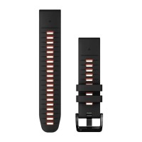 Ремінці для годинника Garmin QuickFit 22 силіконові, чорні/полум’яно-червоні