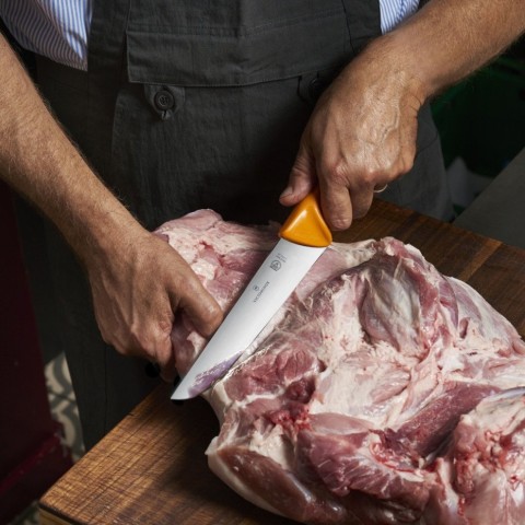 Ніж м'ясника Victorinox SWIBO 21см жовтий 5.8431.21