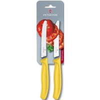Набор ножей кухонных Victorinox SwissClassic, 11 см, серрейтор, 2шт. блистер, желтые