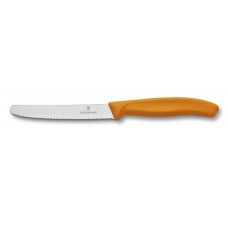 Нож кухонный Victorinox SwissClassic  11см, серрейтор, скругленный, оранжевый