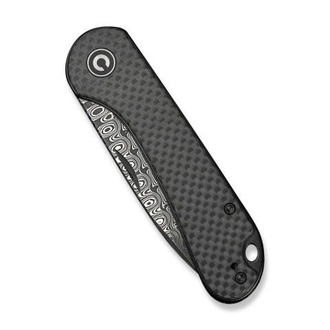 Ніж складаний кишеньковий Civivi Elementum Slip Joint, (7.5 см) Damascus / Carbon Fiber сірий