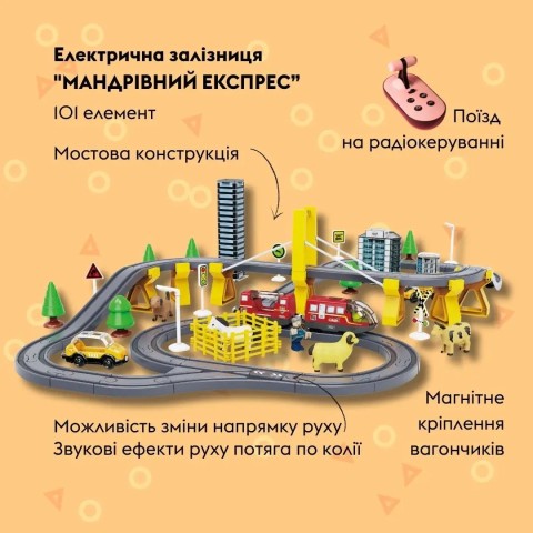 Ігровий набір OTAMANKO МАНДРІВНИЙ ЕКСПРЕС електрична залізниця на РК, 101 деталь, червоний