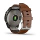 Смарт-годинник Garmin fenix 7 Sapphire Solar титановий з каштановим шкіряним ремінцем