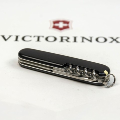 Ніж Victorinox Spartan Mat 91мм,12функ,чорн.мат,штоп,жовт.лого