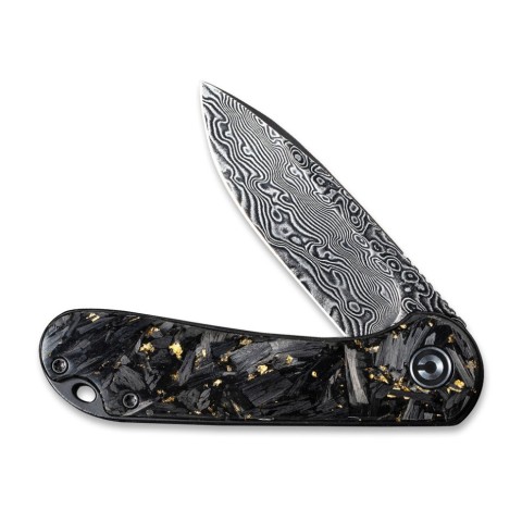 Ніж складаний кишеньковий Civivi Elementum, (7.5 см) Damascus / Carbon Fiber сірий