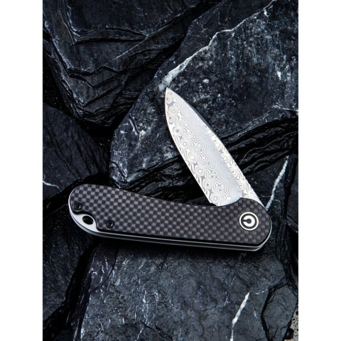 Ніж складаний кишеньковий Civivi Elementum, (7.5 см) Damascus / Carbon Fiber & G10