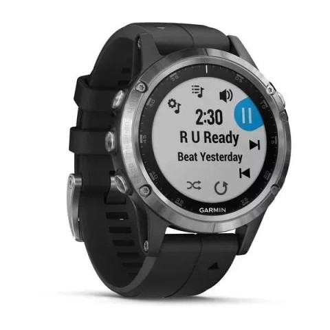 Смарт-часы Garmin fenix 5 Plus серебристые с черным ремешком