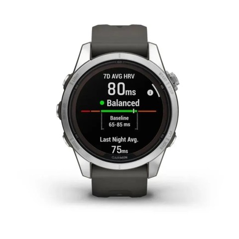 Смарт-годинник Garmin fenix 7S Pro Solar Edition сріблястий з ремінцем графітового кольору