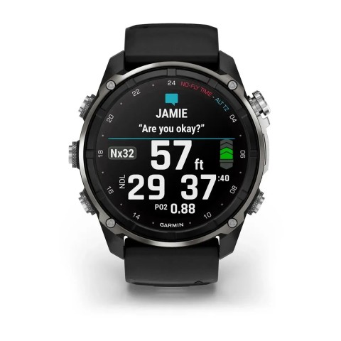 Смарт-годинник Garmin Descent Mk3i (51 мм) сріблясто-чорний PVD титановий з чорно/сірим силіконовим ремінцем