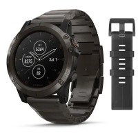 Смарт-годинник Garmin fenix 5X Plus Sapphire сірий титановий DLC з титановим ремінцем