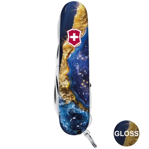 Складаний ніж Victorinox HUNTSMAN DESIGN Золотисто-блакитний кристал