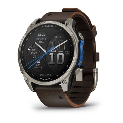 Авіаційний годинник Garmin D2 Mach 2 Titanium 47мм з Oxford Brown із коричневим шкіряним ремінцем 010-02904-31