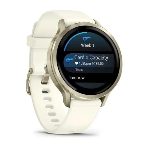 Смарт-часы Garmin Venu 4 (41 мм) лунное золото с силиконовым ремешком цвета слоновой кости