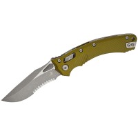 Нож Microtech Amphibian Ram-Lok, клинок полусерр. Apoc Fluted,  рукоять G10 OD Green
