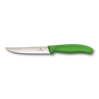 Нож кухонный столовый Victorinox SwissClassic 12 см, серрейтор, зеленый