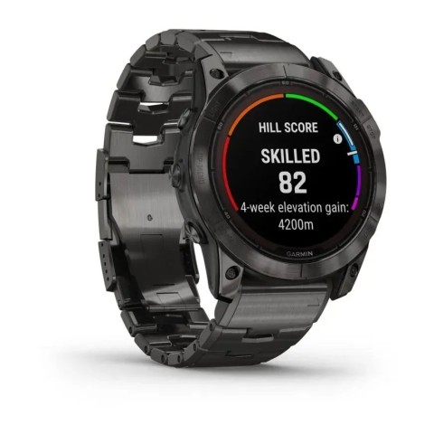 Смарт-годинник Garmin fenix 7X Pro Sapphire Solar Edition карбоново-сірий титановий DLC з титановим вентильованим браслетом