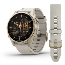 Смарт-часы Garmin fenix 8 AMOLED (43 мм) Sapphire золотистый/вапняково-серый кожаный ремешок ексклюзив