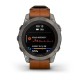 Смарт-годинник Garmin fenix 7 Pro Sapphire Solar Edition титановий з каштановим шкіряним ремінцем