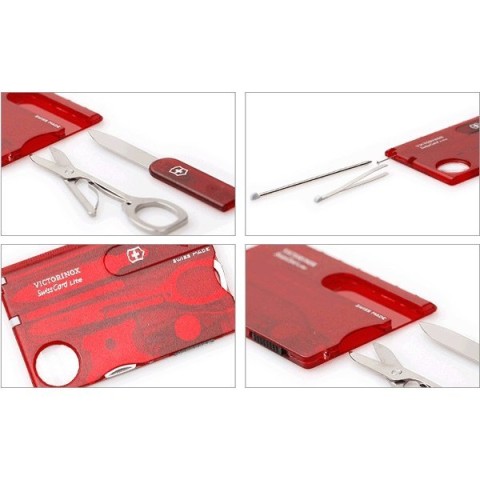 Ніж Victorinox Swisscard Lite 82х54х4мм,12функ,черв.прозор
