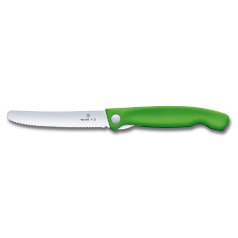 Кухонний ніж Victorinox SwissClassic Foldable Paring лезо 11см хвил. з зел. ручкою (блістер)
