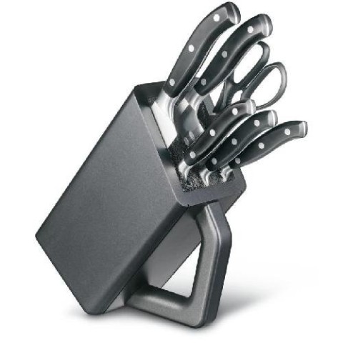 Набір кухонний Victorinox Grand Maitre Сhef's Cutlery Block 6шт з чорн. ручкою з підставкою (5 ножів, ножиці)