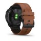 Смарт-часы Garmin fenix 6X Sapphire Edition черные DLC с каштановыми кожаным ремешком
