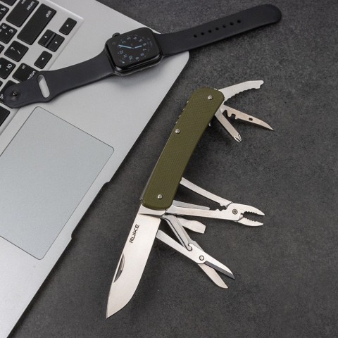 Багатофункціональний ніж Ruike Criterion L41, (8.5 см) 12C27 / G10 зелений, 22 інстр.